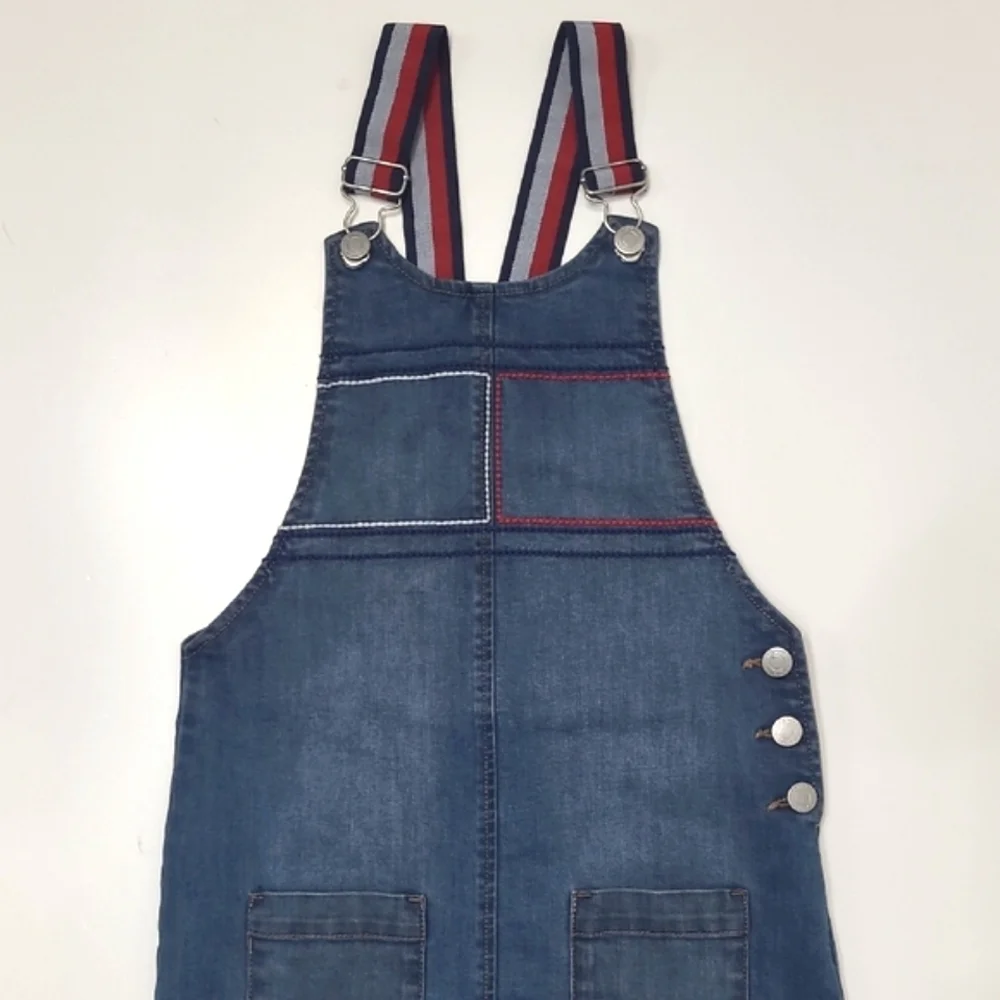 Tommy Hilfiger Denim Jean Bib Overalls Dress Jumper Suspenders Skirt Romper Sm.
